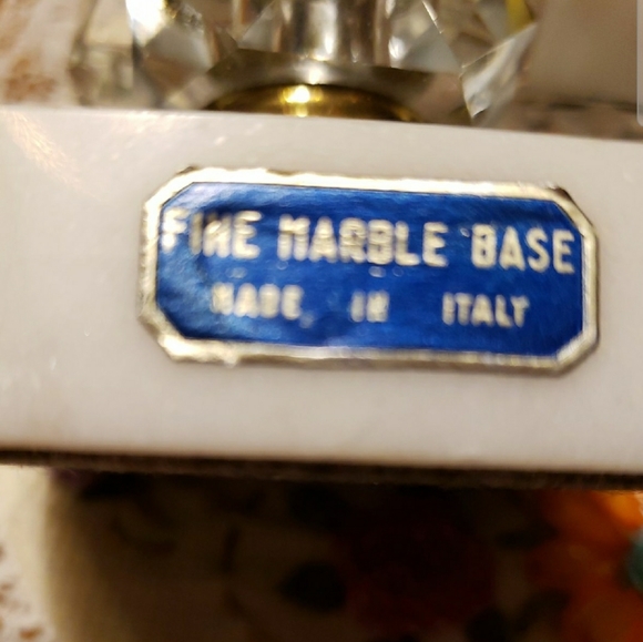 Vintage Set of 2 BRASS MARBLE Candlesticks Holder - Picture 4 of 9